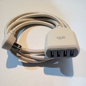 Beige USB Charging Cable with Multiple Ports
